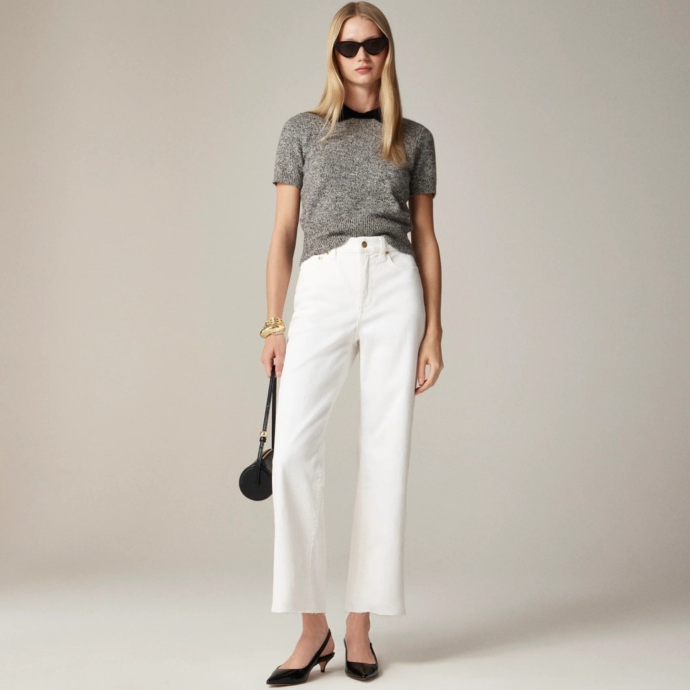 J. Crew 96 Slim Wide Jean Womens 27 White Boho Nautical Indie Preppy Street NWT